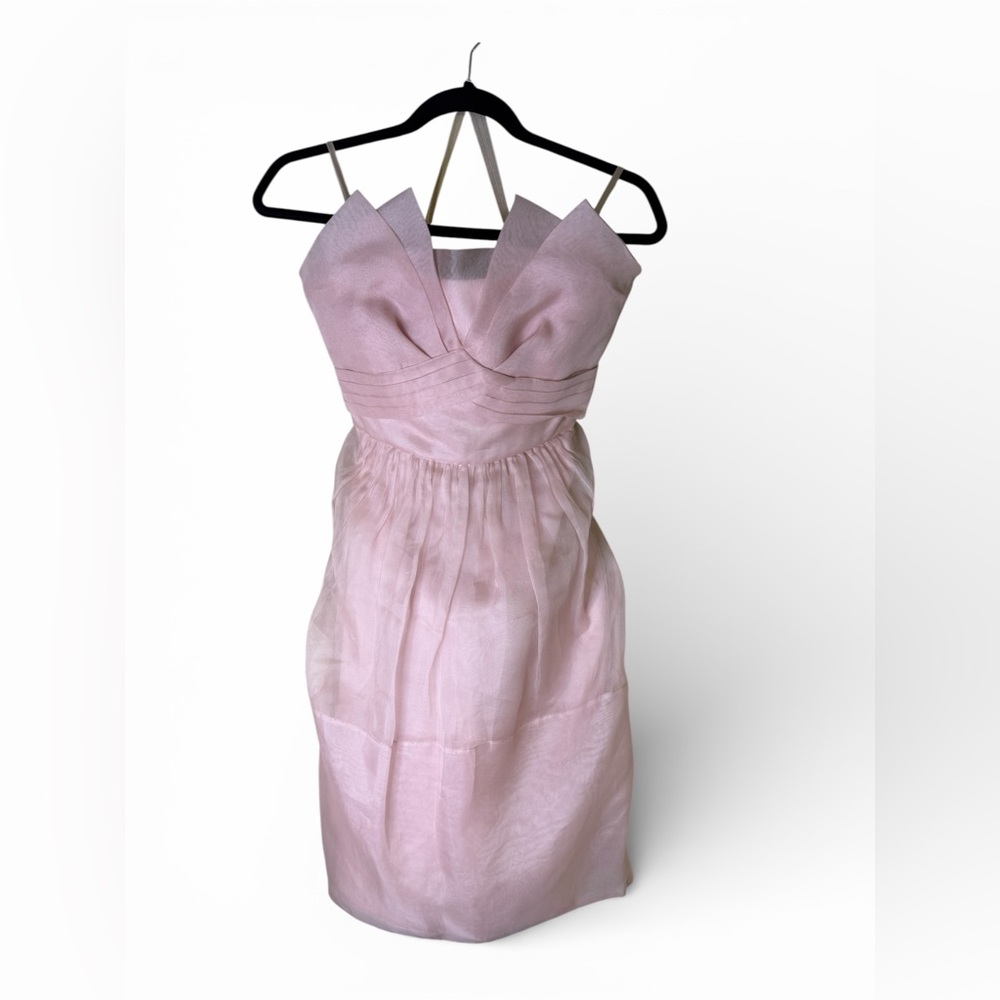 BCBGMaxAzria Runway Soft Pink Strapless Dress 2 Silk